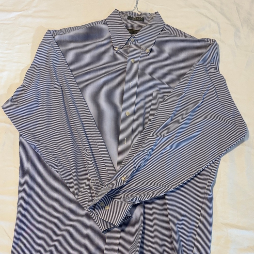 Arrow Men's Navy Pinstripe Button Down Shirt